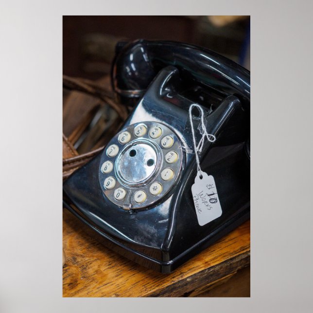 Vintage Black Rotary Dial Telephone Poster (Front)