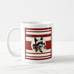 Vintage Black Scottish Terrier on red mug
