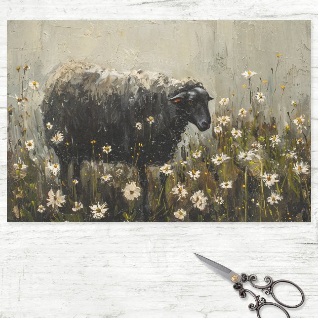 Vintage Black Sheep Oil Painting Decoupage Tissue Paper (Creator Uploaded)