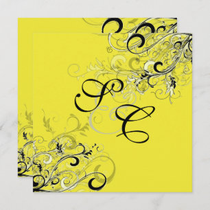 VINTAGE BLACK SWIRLS/diy background Invitation