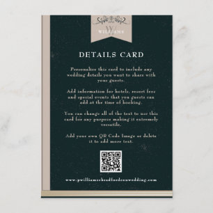 Vintage Black Tan Chapter Page Wedding Card Insert