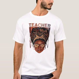 Vintage Black Teacher Leopard Messy Bun Back To Sc T-Shirt