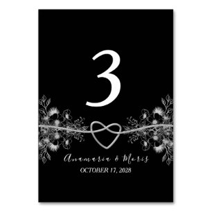 Vintage Black Wedding Table Number