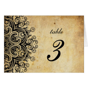 Vintage Black Wedding Table Number