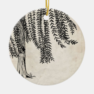 Vintage Black Weeping Willow Tree Ceramic Tree Decoration