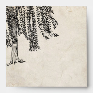 Vintage Black Weeping Willow Tree Envelopes