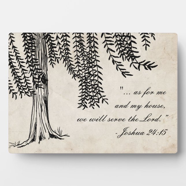 Vintage Black Weeping Willow Tree Plaque (Front)