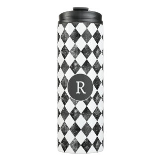 vintage black &white chequerboard monogram thermal tumbler