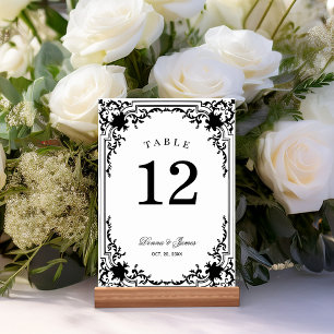 Vintage Black & White Elegant Monochrome Wedding Table Number