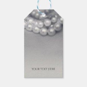 Vintage Black & White Elegant Pearls Chic Wedding Gift Tags