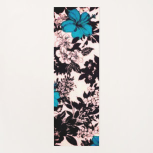 Vintage Black & White Floral Yoga Mat