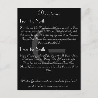 Vintage Black & White Monogram Direction Card