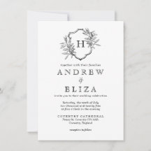 Vintage Black & White Monogram Olives Wedding