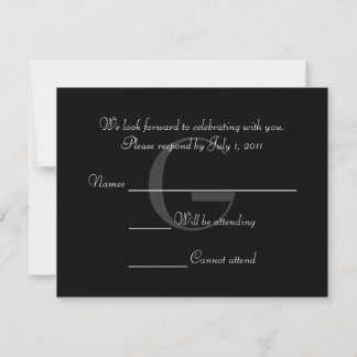 Vintage Black & White Monogram Respond Card