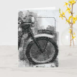 Vintage Black & White Motorcycle Birthday Card
