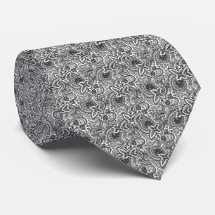 Vintage Black & White Paisley Pattern Elegant Tie