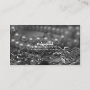 Vintage Black & White Pearls Refer a Friend Client Referral Card