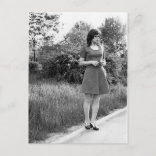 Vintage Black & White Photo of Mod Girl Postcard