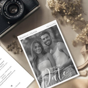 Vintage Black White Photo Save The Date