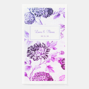 Vintage Black & White Purple Violet Floral Wedding Napkin