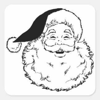 Vintage Black & White Santa Square Sticker