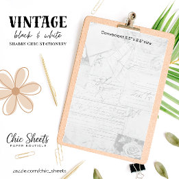 Vintage Black & White Shabby Chic Stationery