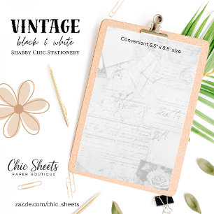 Vintage Black & White Shabby Chic Stationery
