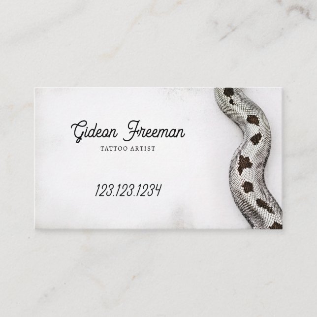 Vintage Black & White Snake Tattoo Artist Business Card (Front)