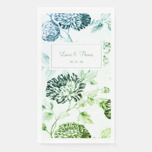 Vintage Black & White Vertigris Floral Wedding Napkin