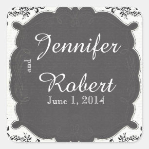 Vintage Black White Wedding Envelope Seal