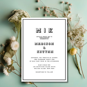 Vintage Black & White Wedding Invitation
