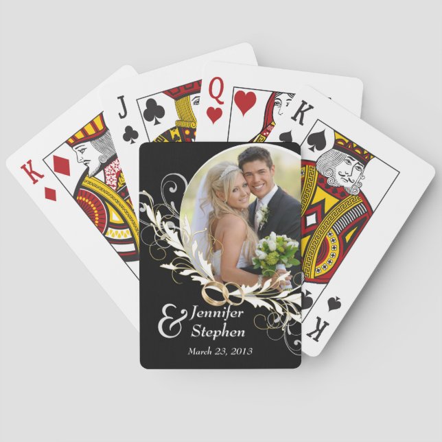 Vintage Black & White Wedding Photo Playing Cards (Back)