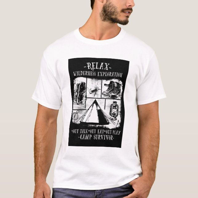Vintage Black Wilderness Camp Graphic Tee (Front)