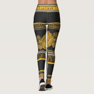 Vintage black & yellow Sunflower AI art  Leggings
