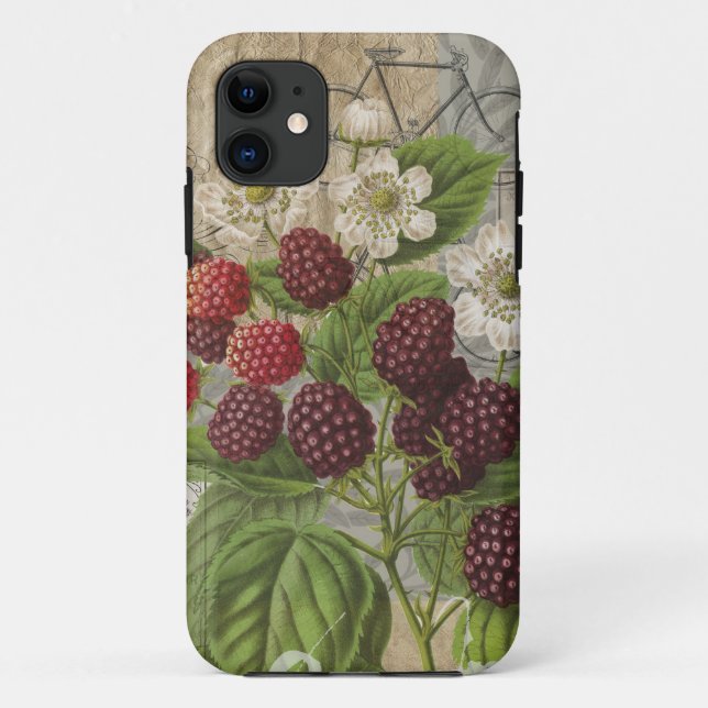 Vintage Blackberries & French Ephemera Art Collage Case-Mate iPhone Case (Back)