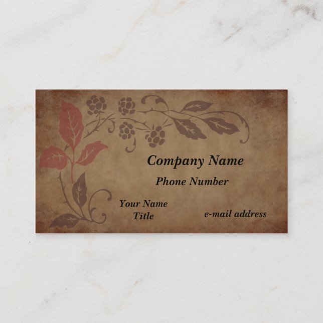 Vintage Blackberries Graphic Aged Paper Business Card (Front)