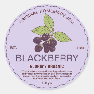 Vintage Blackberry Fruit Jam Canning Product Classic Round Sticker