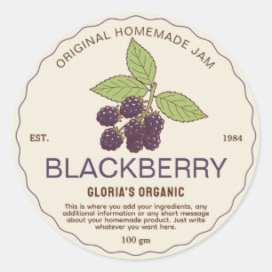 Vintage Blackberry Fruit Jam Homemade Product Classic Round Sticker