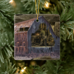 Vintage Blacksmith Shop Welder Ceramic Ornament