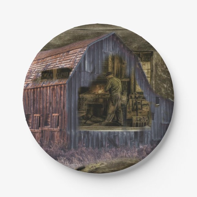 Vintage Blacksmith Shop Welder Paper Plate (Front)