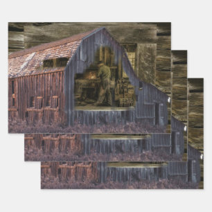 Vintage Blacksmith Shop Welder Wrapping Paper Sheet