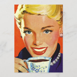 Vintage Blank Coffe Tea Party Retro Gal Invitation