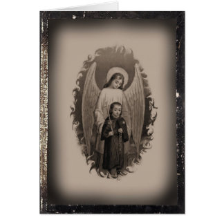 Vintage Blank Holy Card of the Guardian Angel