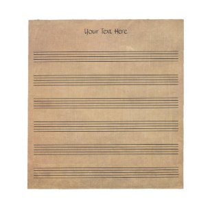 Vintage  Blank Sheet Music  6 Staves  Notepad