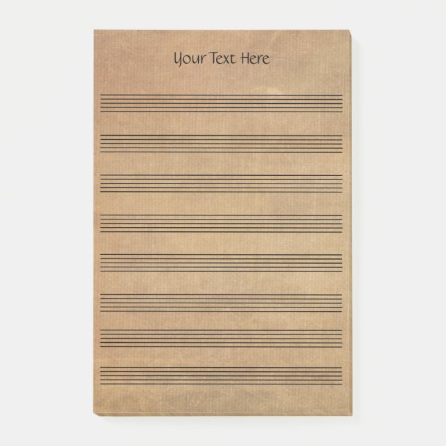 Vintage  Blank Sheet Music  8 Staves  Post-it Notes (Front)