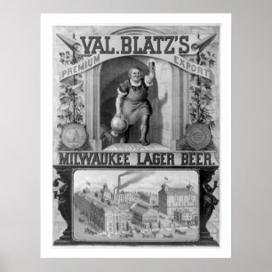 Vintage Blatz's Milwaukee Lager Beer Poster