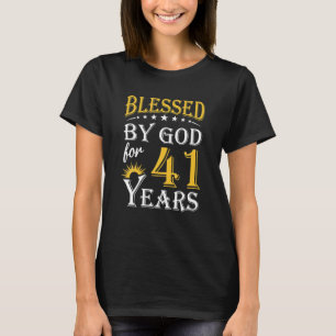 Vintage Blessed By God For 41 Years Happy 41st T-Shirt