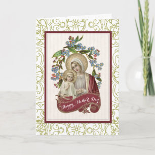 Vintage Blessed Virgin Mary Jesus Mother's Day Card