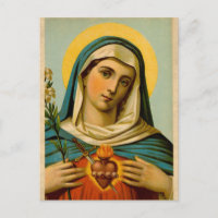 Vintage Blessed Virgin Mary Portrait Catholic
