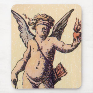 Vintage Blindfolded Cupid, Valentines Tarot Card Mouse Pad